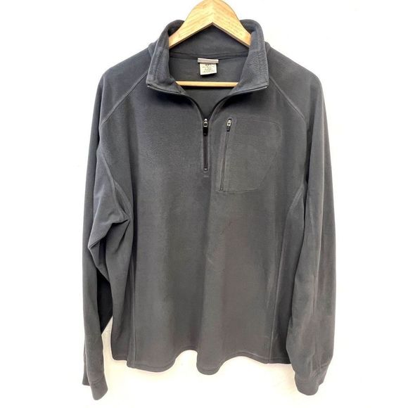 LL Bean Fleece Pullover Sweatshirt Mens Large Reg 1/4 Zip Gray OBVM2 Long Sleeve - Picture 1 of 6